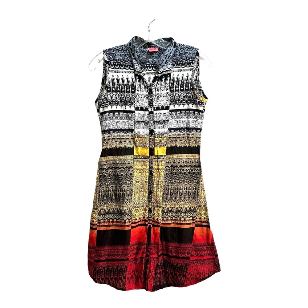 Dorry Color-block Sleeveless Boho Button Front Dress Size Small Colorful Bold - Picture 3 of 11